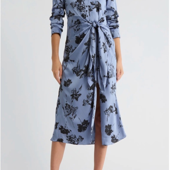 Cinq a Sept Jacey Tie Front Shirt Dress Size 8 NEW - Picture 2 of 4